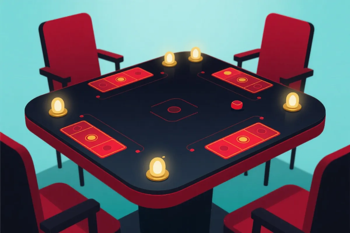 红金色在线棋牌大厅界面插画